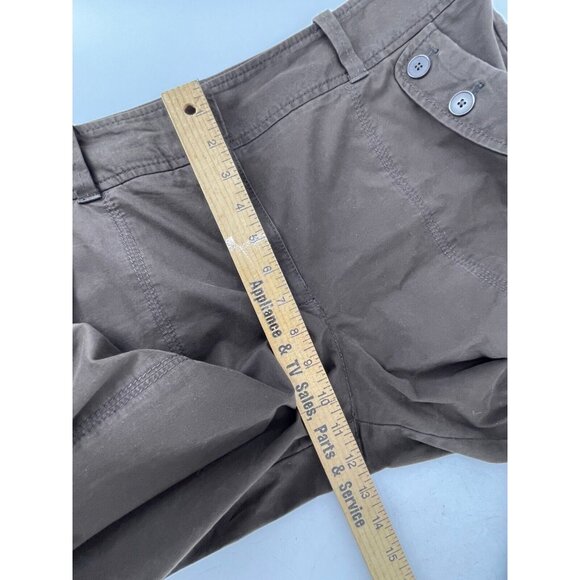 Ann Taylor Loft Women's Brown Wide Leg Cropped Khaki Pants Buttons Size 14 - Picture 11 of 13